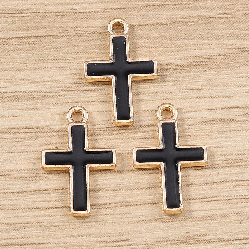 10 Piece Cute Enamel Cross Charms for Jewelry Making