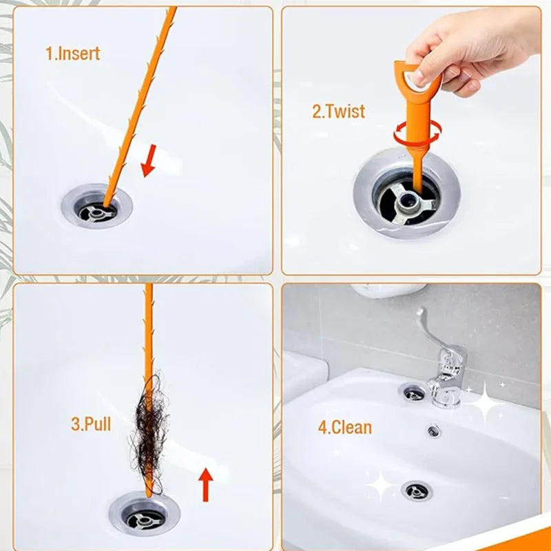 5 Piece Drain Clog Remover Set for Easy Cleaning