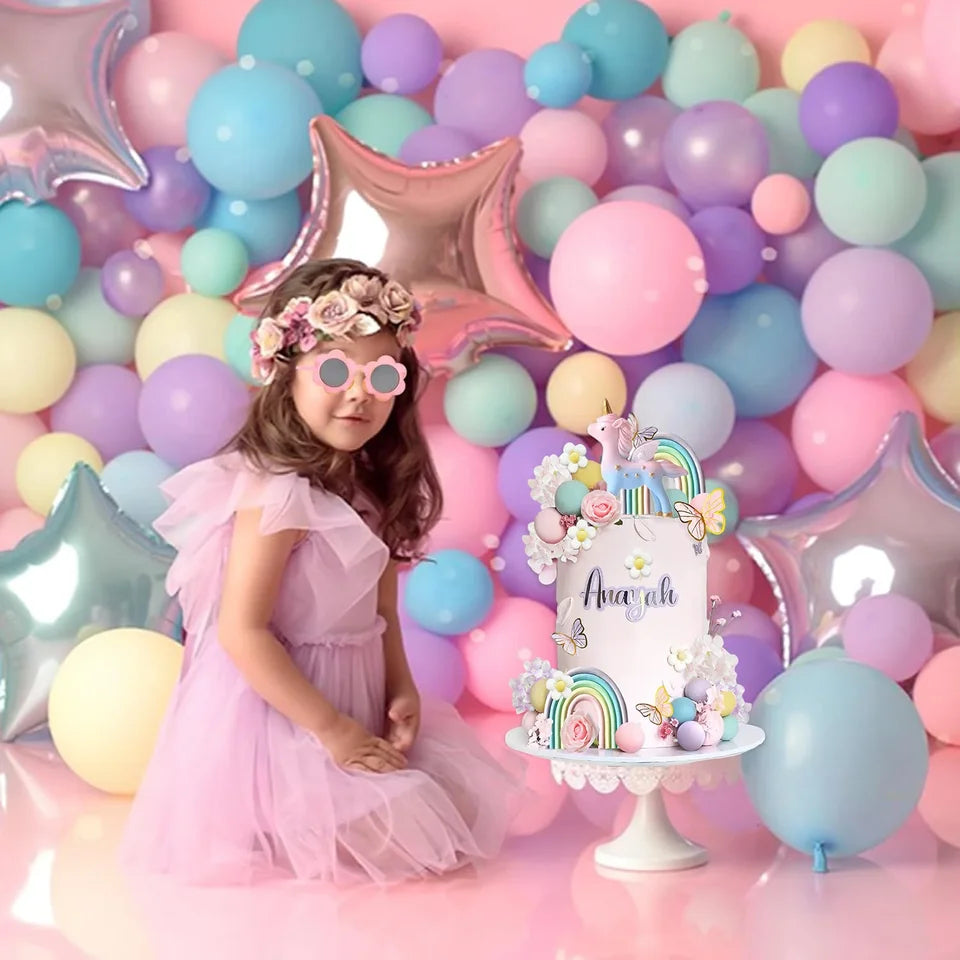 Rainbow Unicorn Flower Cake Decoration Set