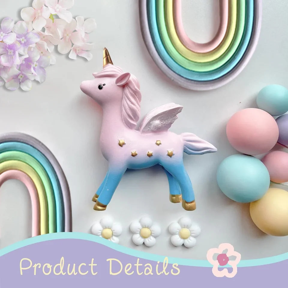 Rainbow Unicorn Flower Cake Decoration Set