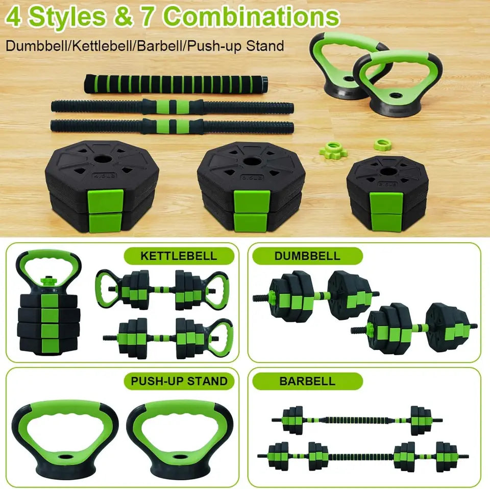 4 in 1 Adjustable Kettlebell and Dumbbell Set
